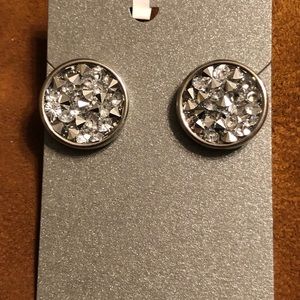 Silver tone  Crushed Ice Earrings